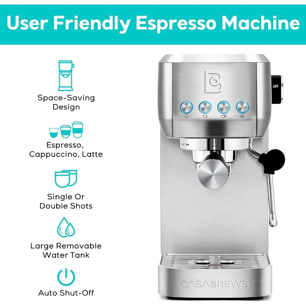 Compact 20 Bar Espresso Machine with Milk Frother